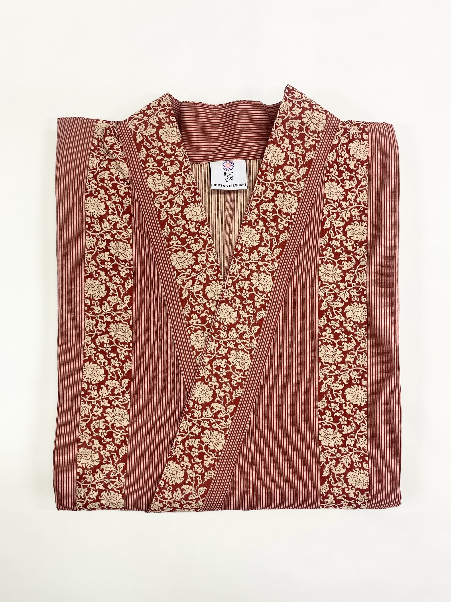 銀座きもの装 縞唐草柄 赤(女性用) Mサイズ